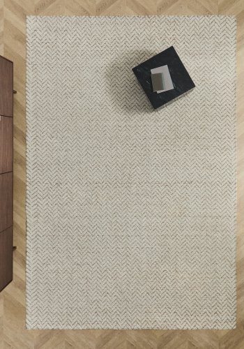 KAVE HOME Calira gulvt�ppe, rektangul�r - beige v�vet jacquard uld (300x200)