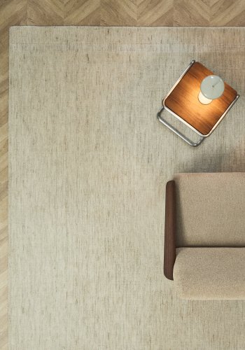 KAVE HOME Dalena gulvt�ppe, rektangul�r - beige stribet jacquard uld (300x200)