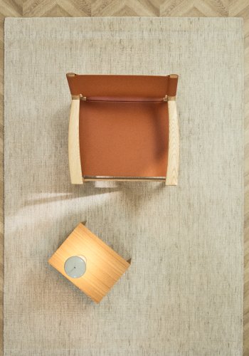 KAVE HOME Dalena gulvt�ppe, rektangul�r - beige stribet jacquard uld (300x200)