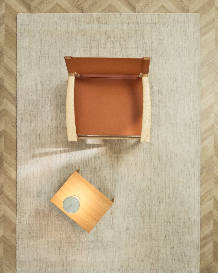 KAVE HOME Dalena gulvt�ppe, rektangul�r - beige stribet jacquard uld (300x200)