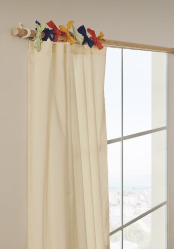 KAVE HOME Zelda gardin, m. multifarvede b�nd - hvid bomuld (135x270)