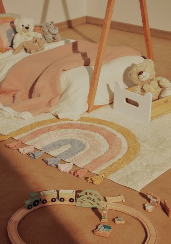 KAVE HOME Tadea gulvt�ppe til b�rn, rektangul�r - multifarvet regnbue bomuld (90x150)