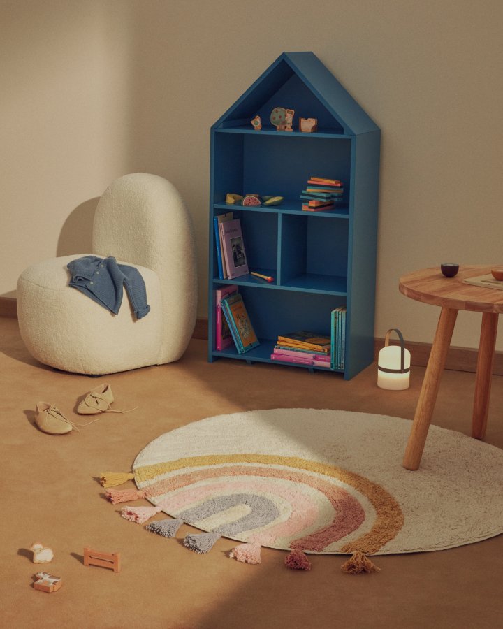 KAVE HOME Tadea gulvt�ppe til b�rn, rund - multifarvet regnbue bomuld (�100)