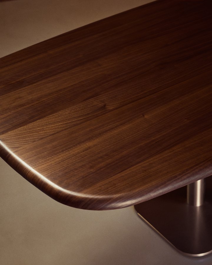 KAVE HOME Melvar spisebord. rektangul�r - brun valn�ddefiner og b�rstet rustfrit st�l (220x110)