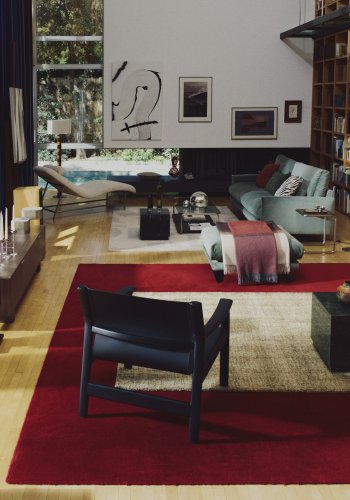 KAVE HOME Zarn gulvt�ppe, rektangul�r - gr�n uldblanding med mini boucl&eacute;-effekt (300x200)