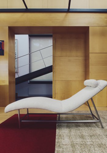 KAVE HOME Osla chaiselong - beige chenille og b�rstet rustfrit st�l (175x71,5)