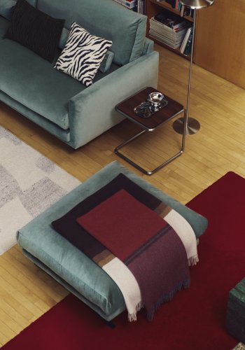 KAVE HOME Zunara dobbeltsidet plaid, m. frynser, rektangul�r - multifarvet uldblanding (170x130)