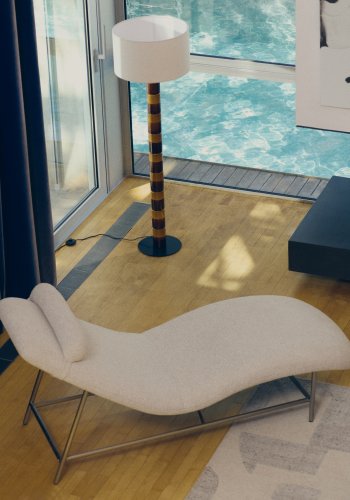 KAVE HOME Mavran gulvlampe - bomuld og brun og sennepsfarvet keramik