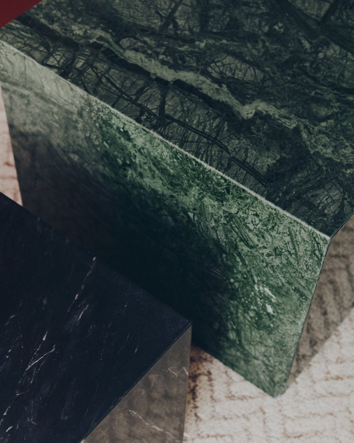 KAVE HOME Sorein sidebord, kvadratisk - gr�n marmor (50x50)