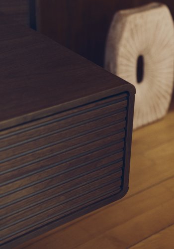 KAVE HOME Norlen sengeramme, m. 2 natborde og LED-lys - valn�ddefiner med m�rk finish (160x200)