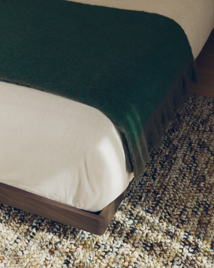 KAVE HOME Odelna plaid, m. fl�ser, rektangul�r - gr�n uld og akryl (170x130)