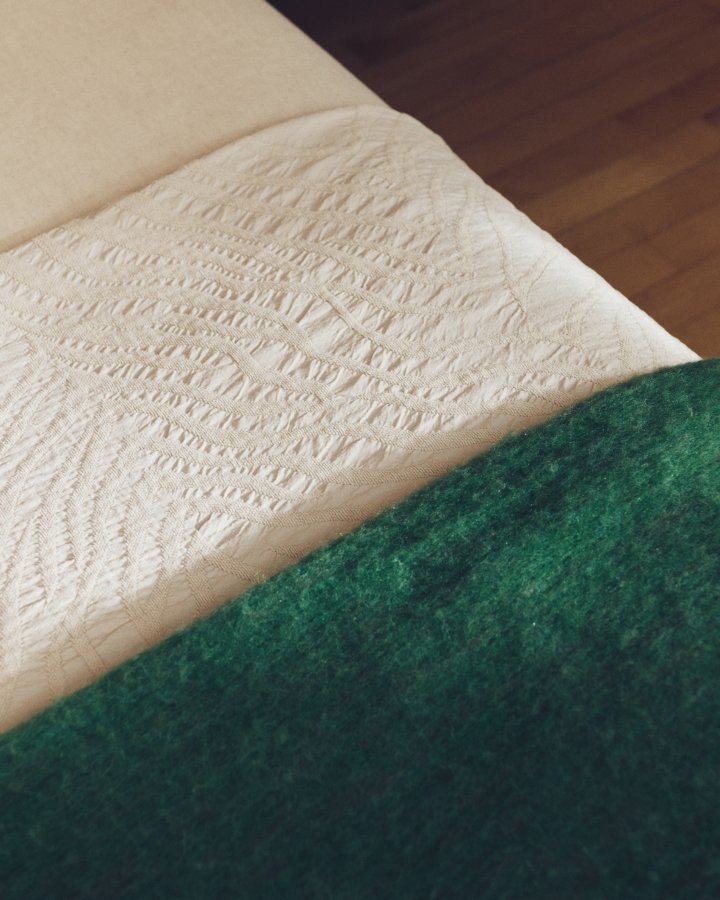 KAVE HOME Odelna plaid, m. fl�ser, rektangul�r - gr�n uld og akryl (170x130)