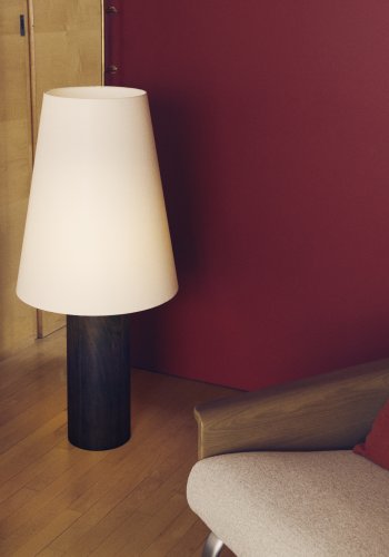 KAVE HOME Marga gulvlampe - elfenben bomuld og m�rkebrun gummitr�