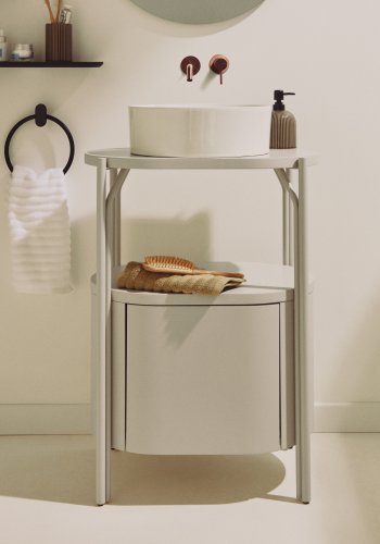 KAVE HOME Arely badev�relsesvaskeskab, m. 1 skuffe - hvid MDF og st�l (60x40)