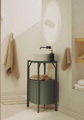 KAVE HOME Arely badev�relsesvaskeskab, m. 1 skuffe - gr�n MDF og st�l (60x40)