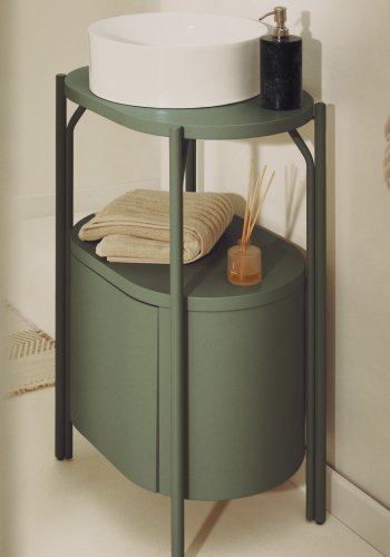 KAVE HOME Arely badev�relsesvaskeskab, m. 1 skuffe - gr�n MDF og st�l (60x40)