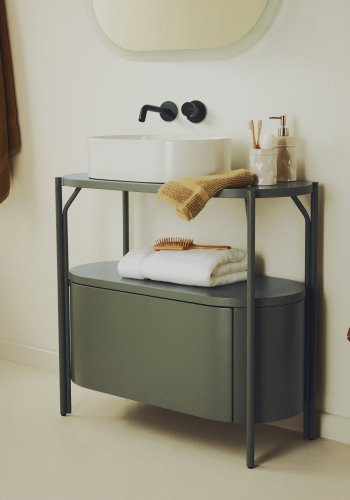 KAVE HOME Arely badev�relsesvaskeskab, m. 1 skuffe - gr�n MDF og st�l (90x40)
