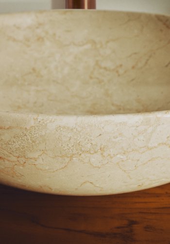 KAVE HOME Darnen bordplade h�ndvask, rund - beige marmor (�40)