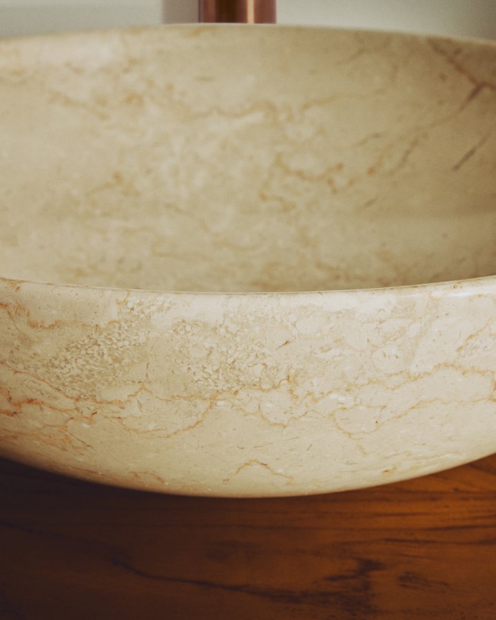 KAVE HOME Darnen bordplade h�ndvask, rund - beige marmor (�40)