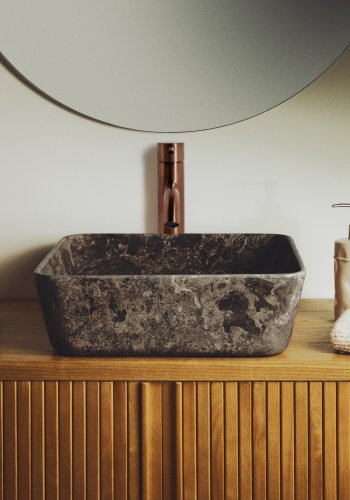 KAVE HOME Darnen bordplade h�ndvask, kvadratisk - gr� marmor (40x40)