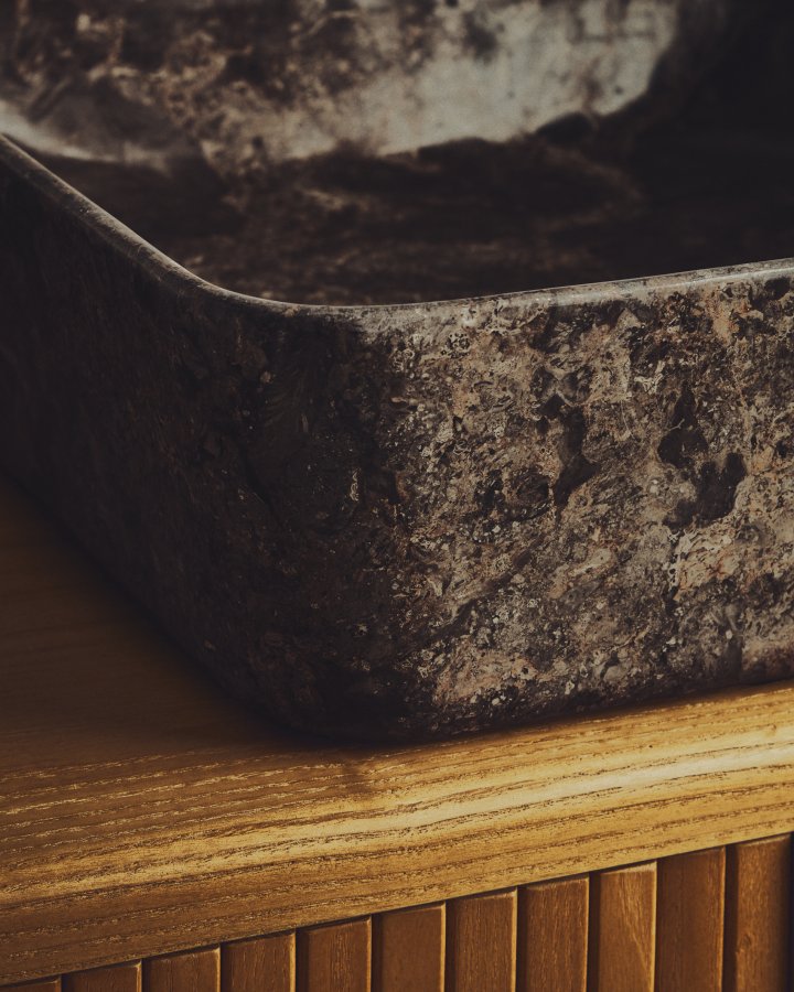 KAVE HOME Darnen bordplade h�ndvask, kvadratisk - gr� marmor (40x40)