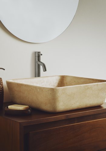 KAVE HOME Darnen bordplade h�ndvask, kvadratisk - beige marmor (40x40)