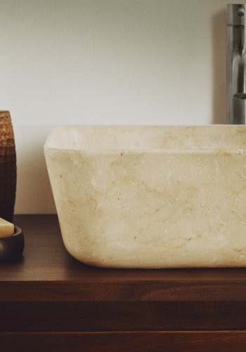 KAVE HOME Darnen bordplade h�ndvask, kvadratisk - beige marmor (40x40)