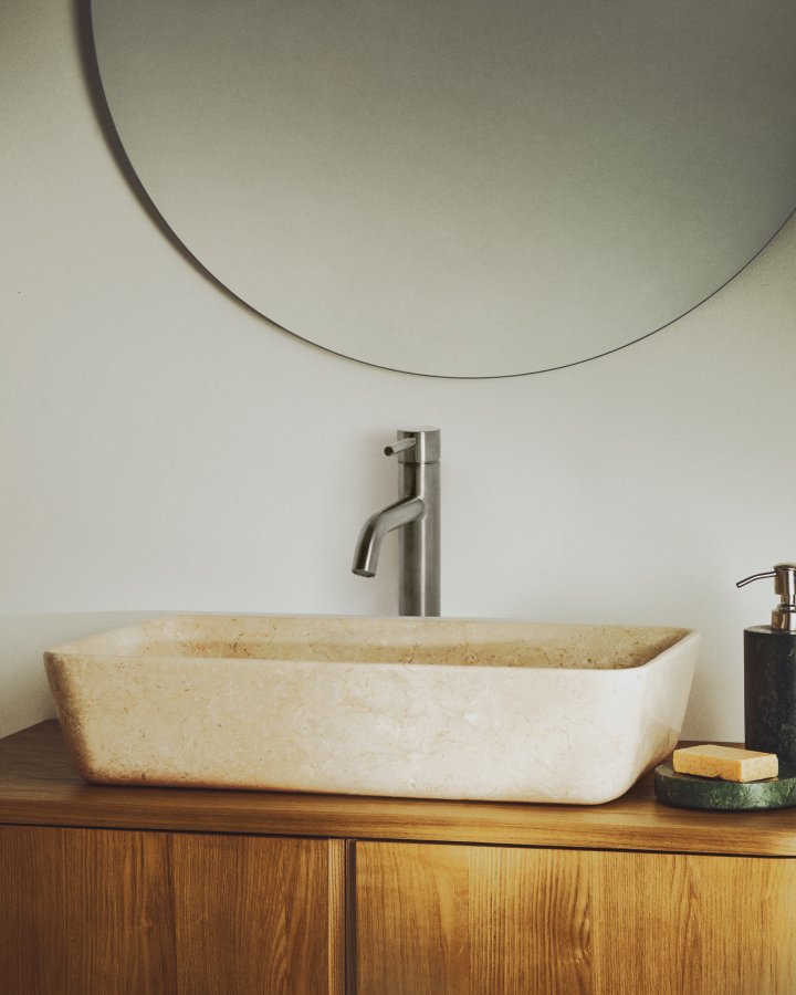 KAVE HOME Darnen bordplade h�ndvask, rektangul�r - beige marmor (55x35)