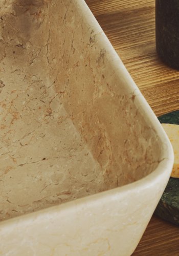 KAVE HOME Darnen bordplade h�ndvask, rektangul�r - beige marmor (55x35)