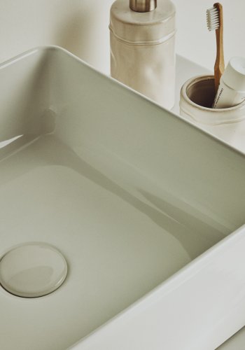 KAVE HOME Ovara bordvask, kvadratisk - hvid glaseret keramik (36,5x36,5)