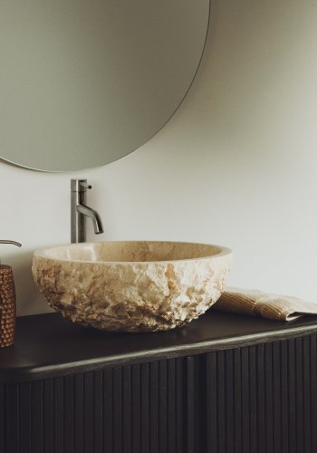 KAVE HOME Orvane h�ndvask, rund - beige marmor (�40)