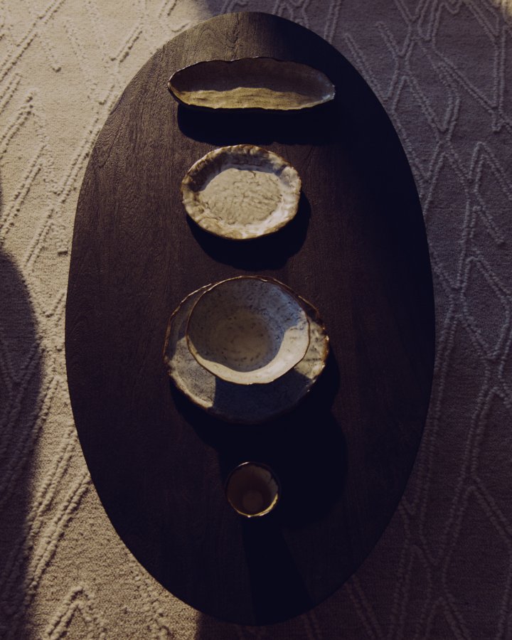 KAVE HOME Ovak sofabord, oval - sort akacietr� (140x70)