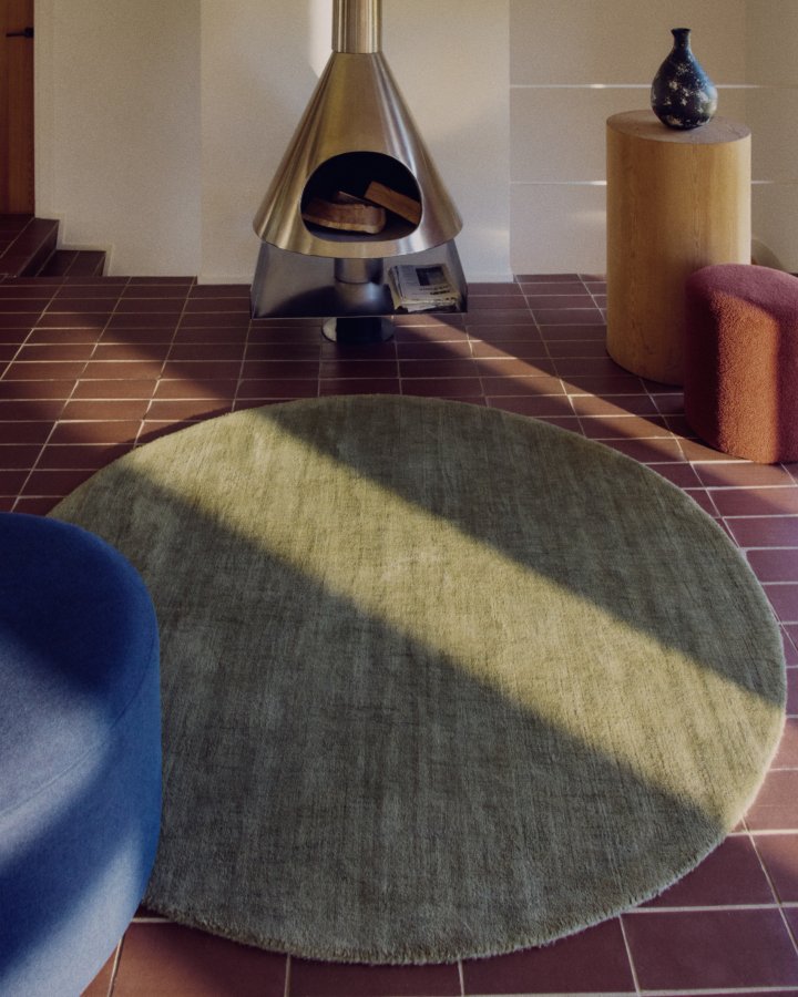 KAVE HOME Empuries gulvt�ppe, rund - gr�n syntetiske fibre (�200)