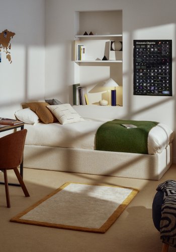 KAVE HOME Nelzi sengeramme, m. aftageligt betr�k og opbevaring - ecru chenille (til madras 90 x 200 cm)