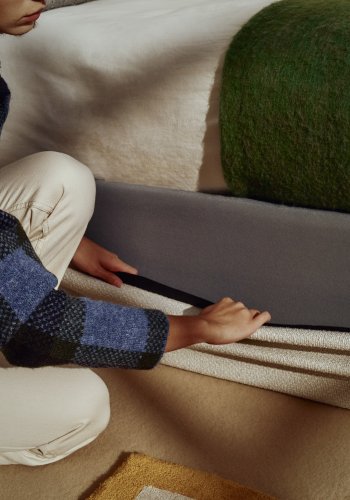 KAVE HOME Nelzi sengeramme, m. aftageligt betr�k og opbevaring - ecru chenille (til madras 160 x 200 cm)