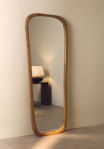 KAVE HOME Alura gulvpejl, organisk - spejlglas og natur teaktr� (158x61)