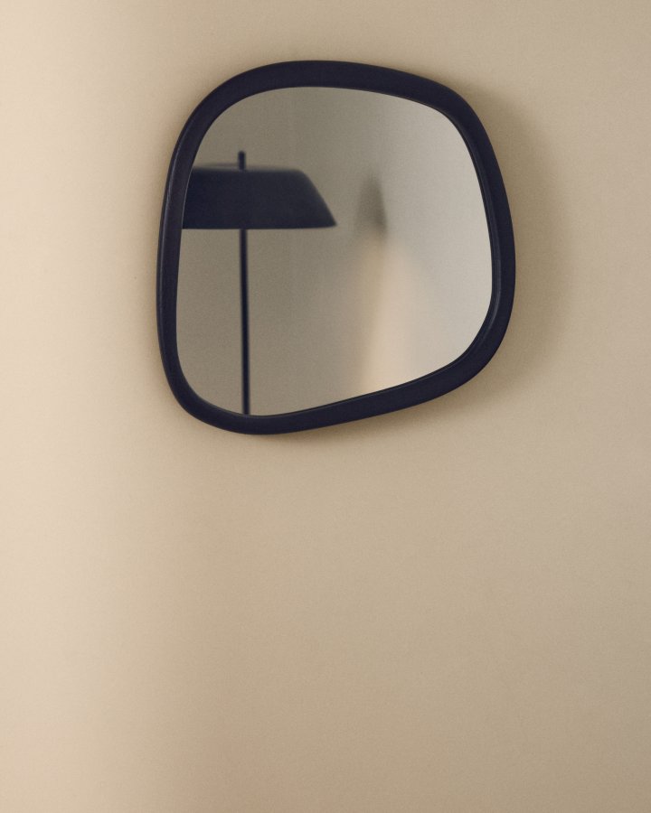 KAVE HOME Alura v�gspejl, organisk - spejlglas og sort teaktr� (45,5x47)