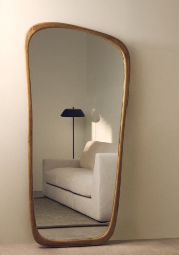 KAVE HOME Alura gulvspejl, organisk - spejlglas og natur teaktr� (94,6x192,1)