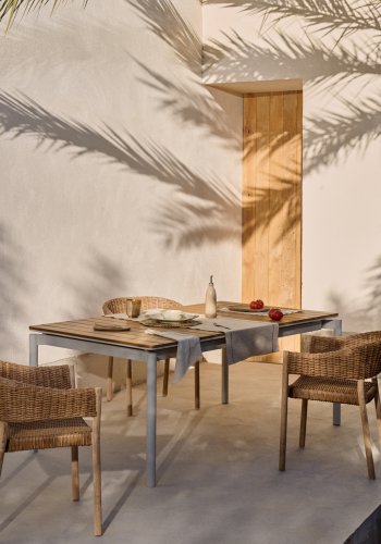 KAVE HOME Canyelles havebord, m. 1 till�gsplade - polywood og lysegr� aluminium (180(240)x100)