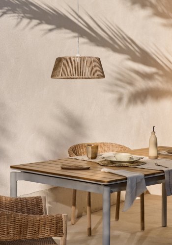 KAVE HOME Canyelles havebord, m. 1 till�gsplade - polywood og lysegr� aluminium (140(200)x90)