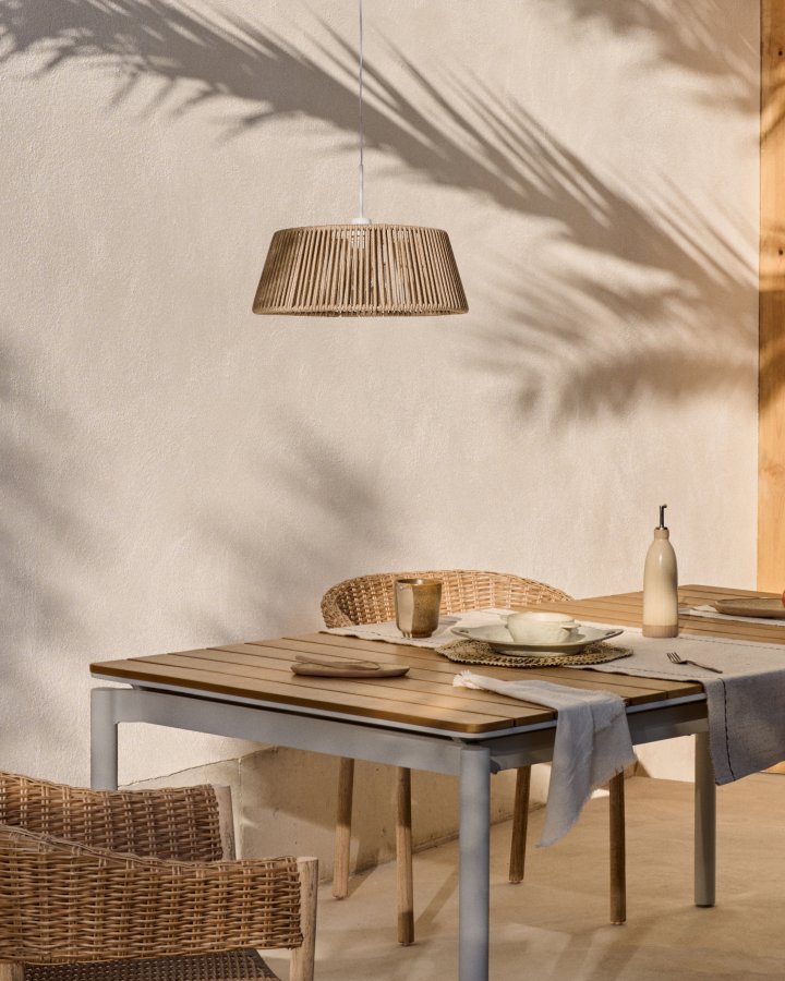 KAVE HOME Canyelles havebord, m. 1 till�gsplade - polywood og lysegr� aluminium (140(200)x90)