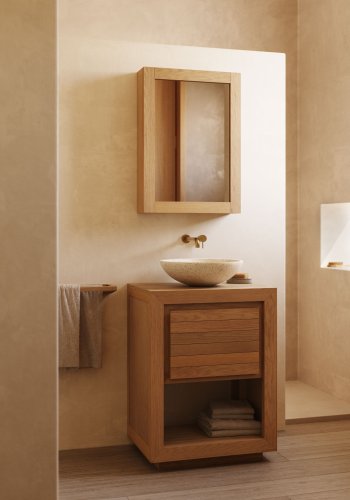 KAVE HOME Saula baderomsskap - naturlig teak (60x45)