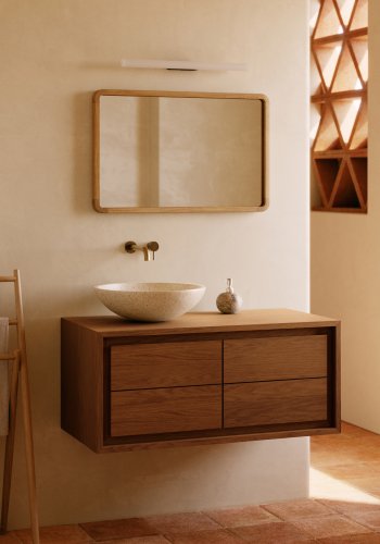 KAVE HOME Kenta veggmontert baderomsskap - naturlig teak (90x45)