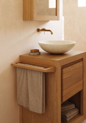 KAVE HOME Kenta hndklehylle i heltre teak, 40 x 5 cm