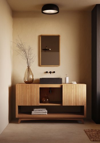 KAVE HOME Kuveni baderomsskap - naturlig teak (140x50)