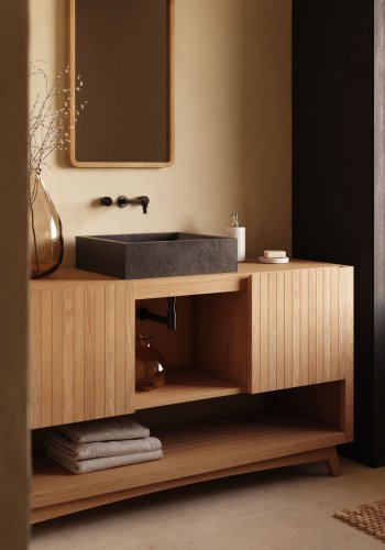 KAVE HOME Kuveni baderomsskap - naturlig teak (140x50)