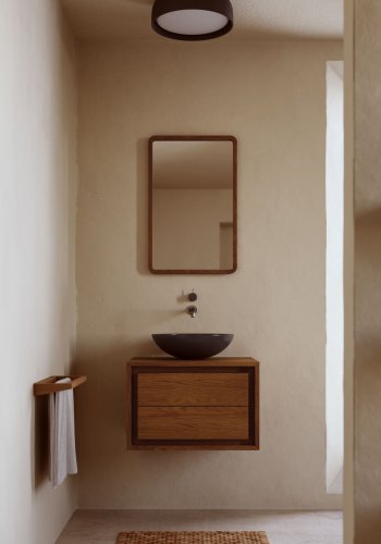 KAVE HOME Kenta veggmontert baderomsskap - valnttfinish teak (60x45)