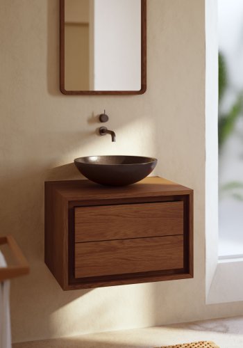 KAVE HOME Kenta veggmontert baderomsskap - valnttfinish teak (60x45)