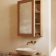 KAVE HOME Plubia medisinskap med speil, m. 1 dr og 2 hyller - speilglass og naturlig teak (50x70)