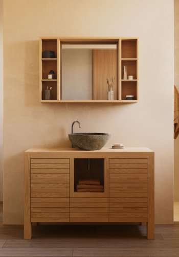 KAVE HOME Neria baderomsskap - naturlig teak (120x45)